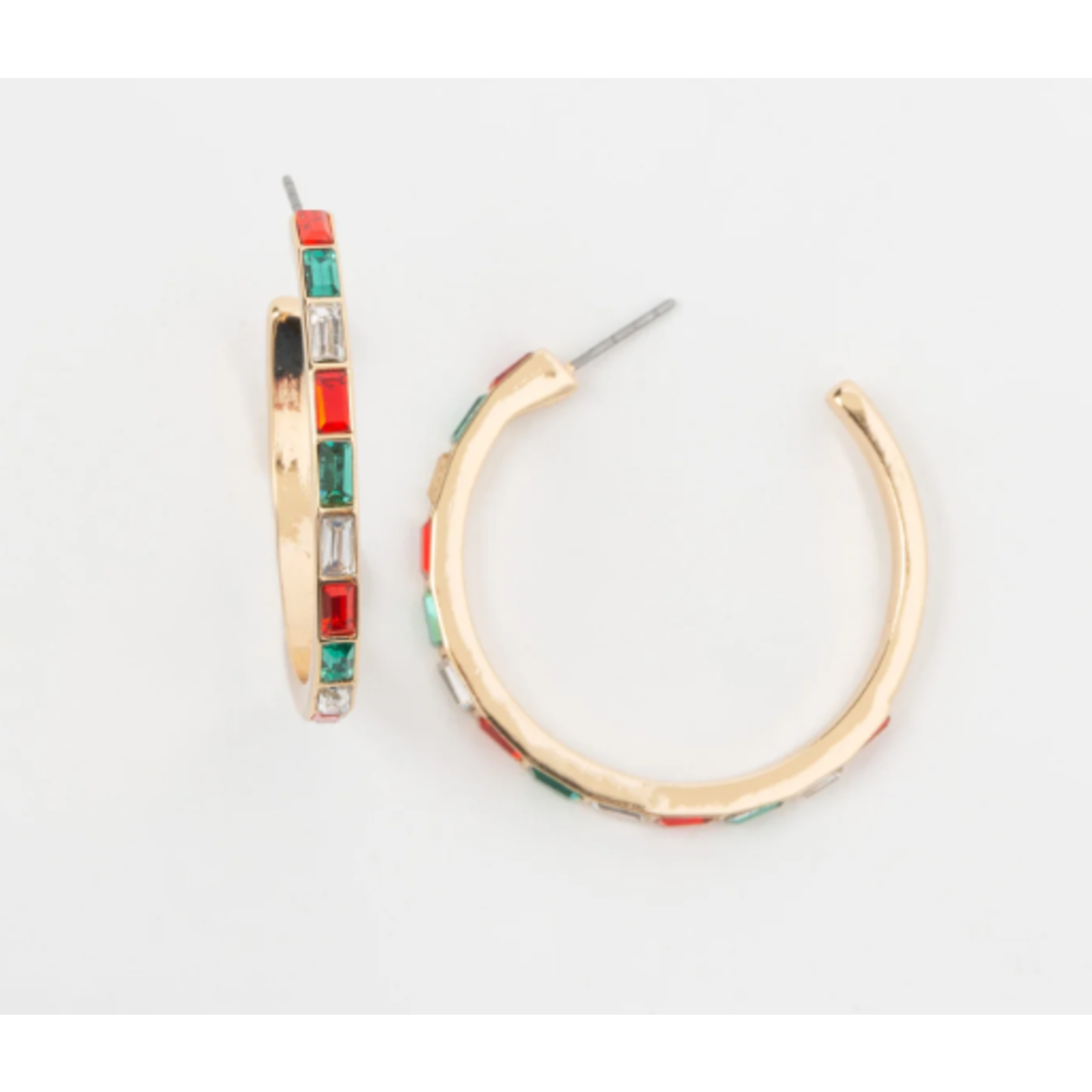 Howards Howard’s Gold Holiday Baguette Hoop Earrings