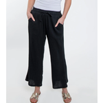Elsie & Zoey Elsie & Zoey Cotton Gauze Wide Leg Cropped Pant Black