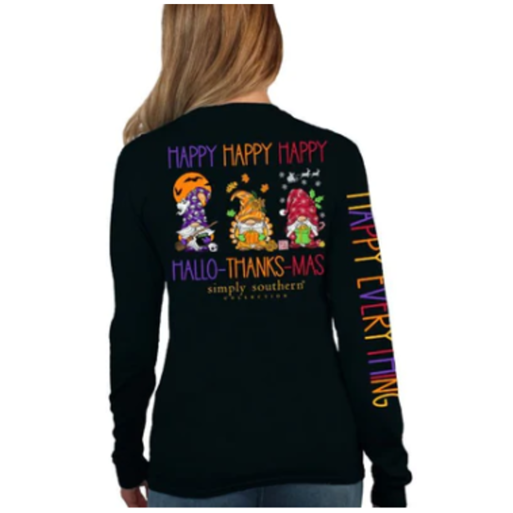 Simply Southern Simply Southern Long Sleeve T-Shirt Happy Black Size Medium