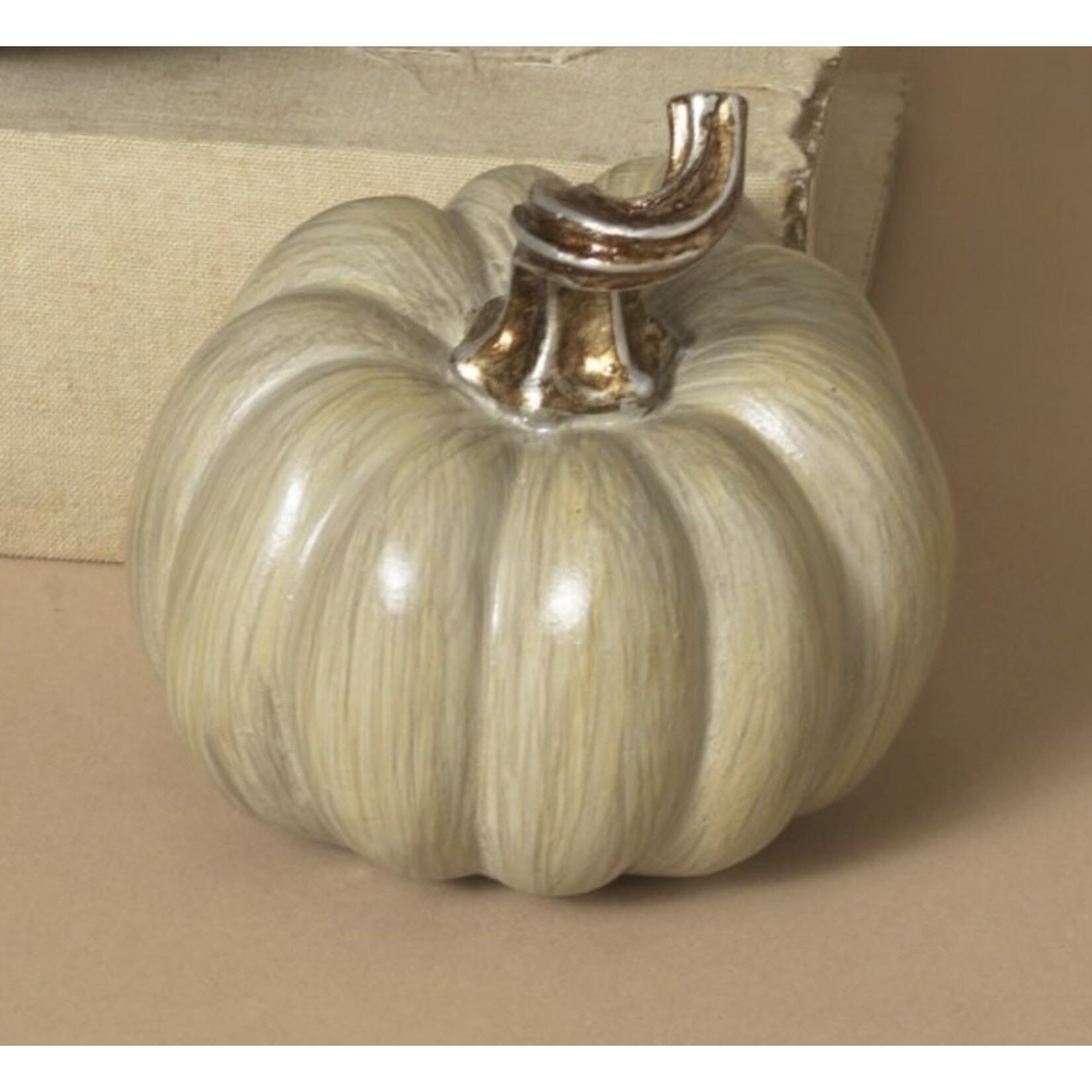 Gerson Small Taupe Resin Pumpkin
