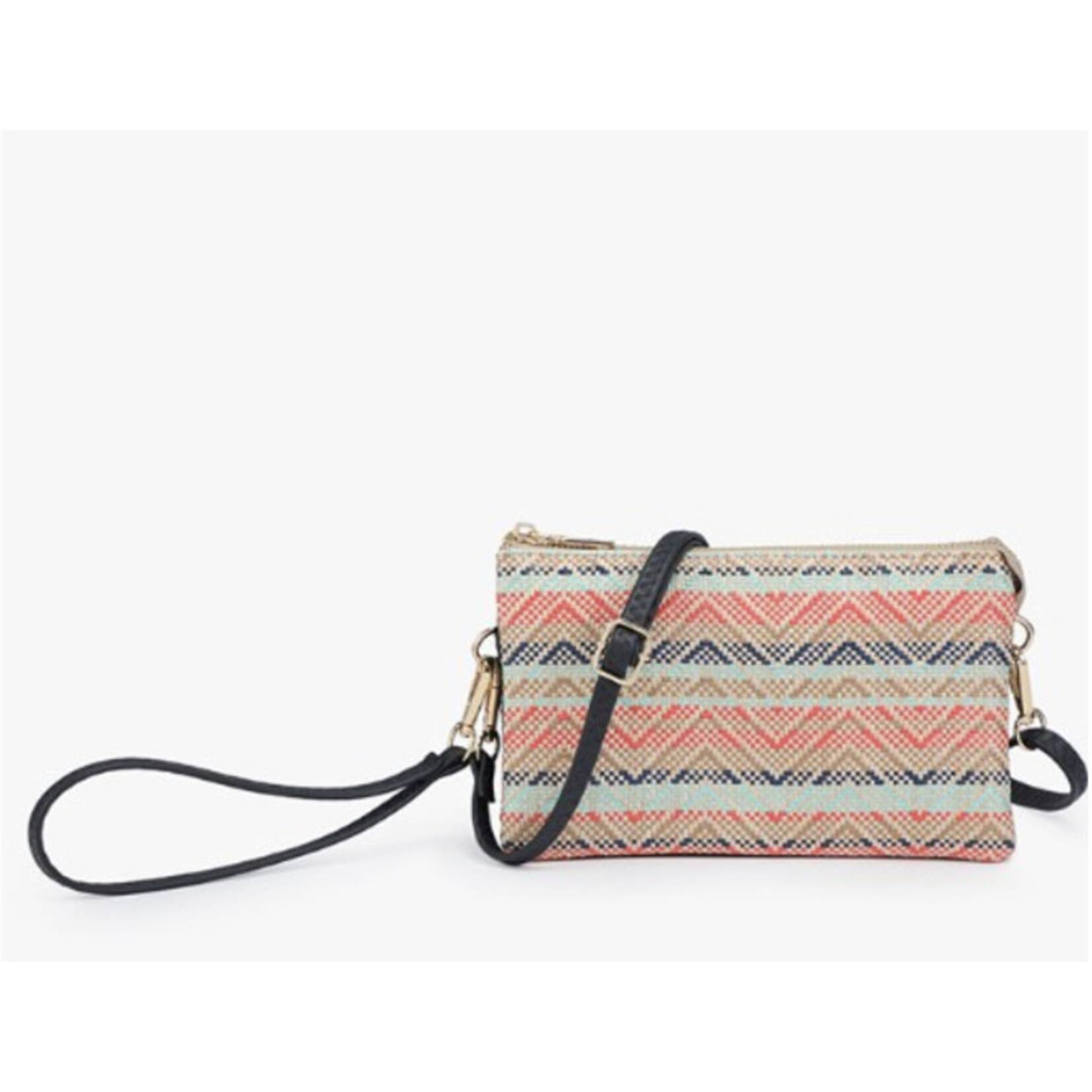 Jen & Co Jen & Co Riley Crossbody Woven Straw Mint/Navy M013STWV