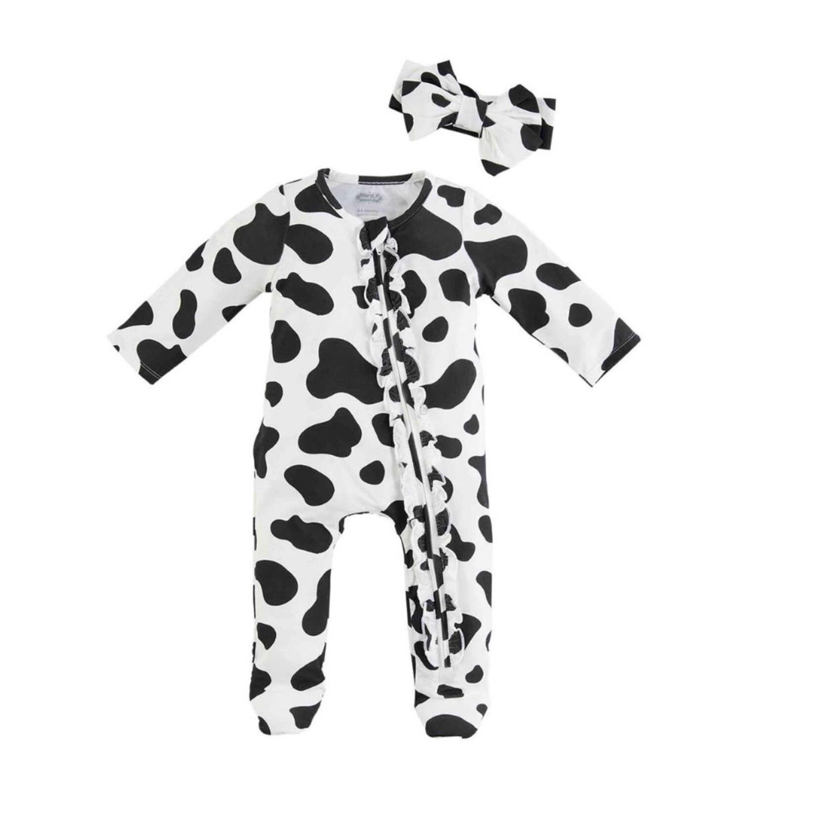 Mudpie Mudpie Cow Print Sleeper w/Headband