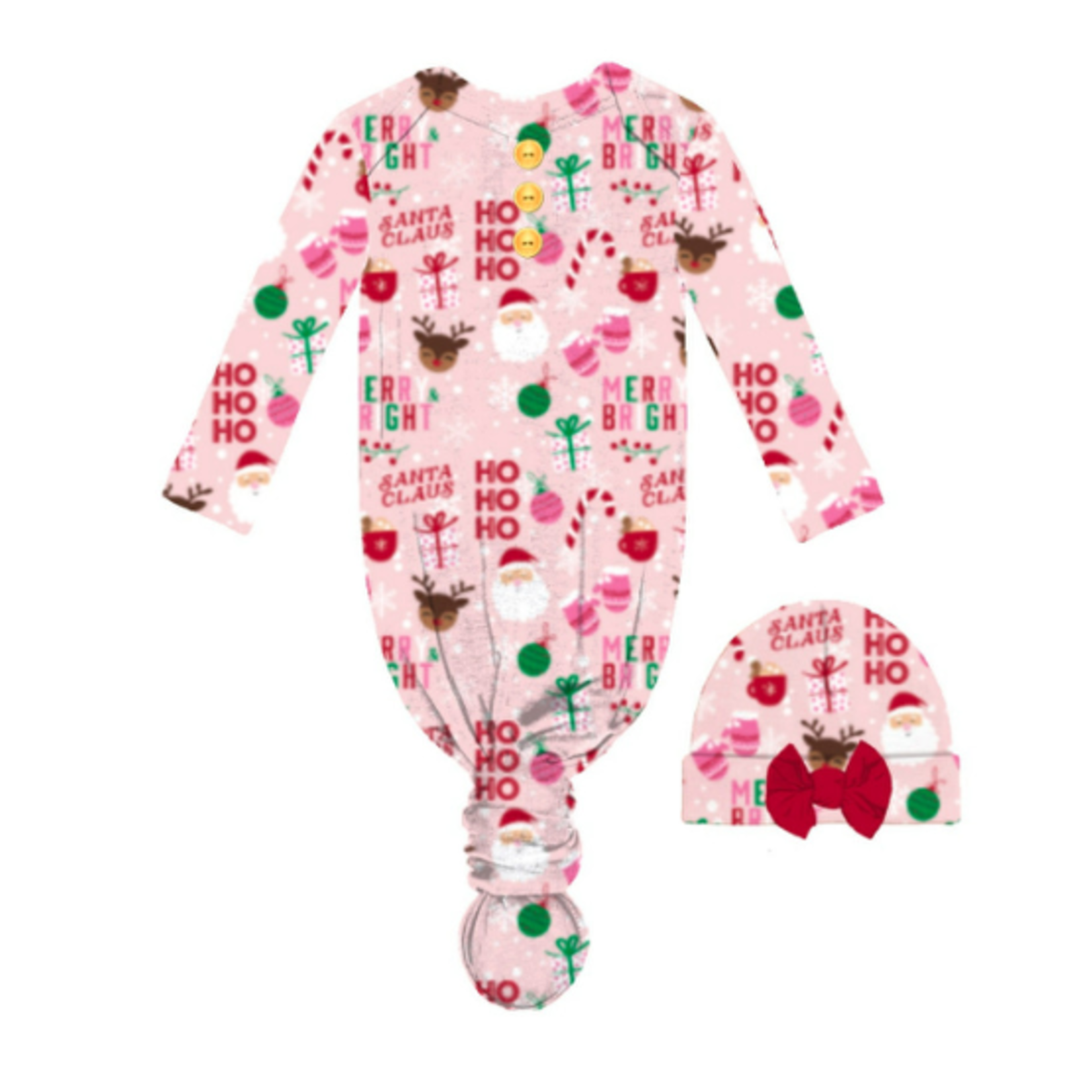 Jane Marie Jane Marie Merry & Bright Infant Gown & Beanie Set