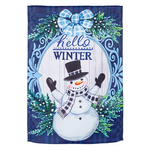 Evergreen Winter Snowman Suede Garden Flag