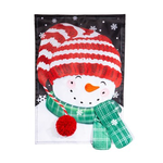 Evergreen Cheerful Snowman Garden Appliqué Flag