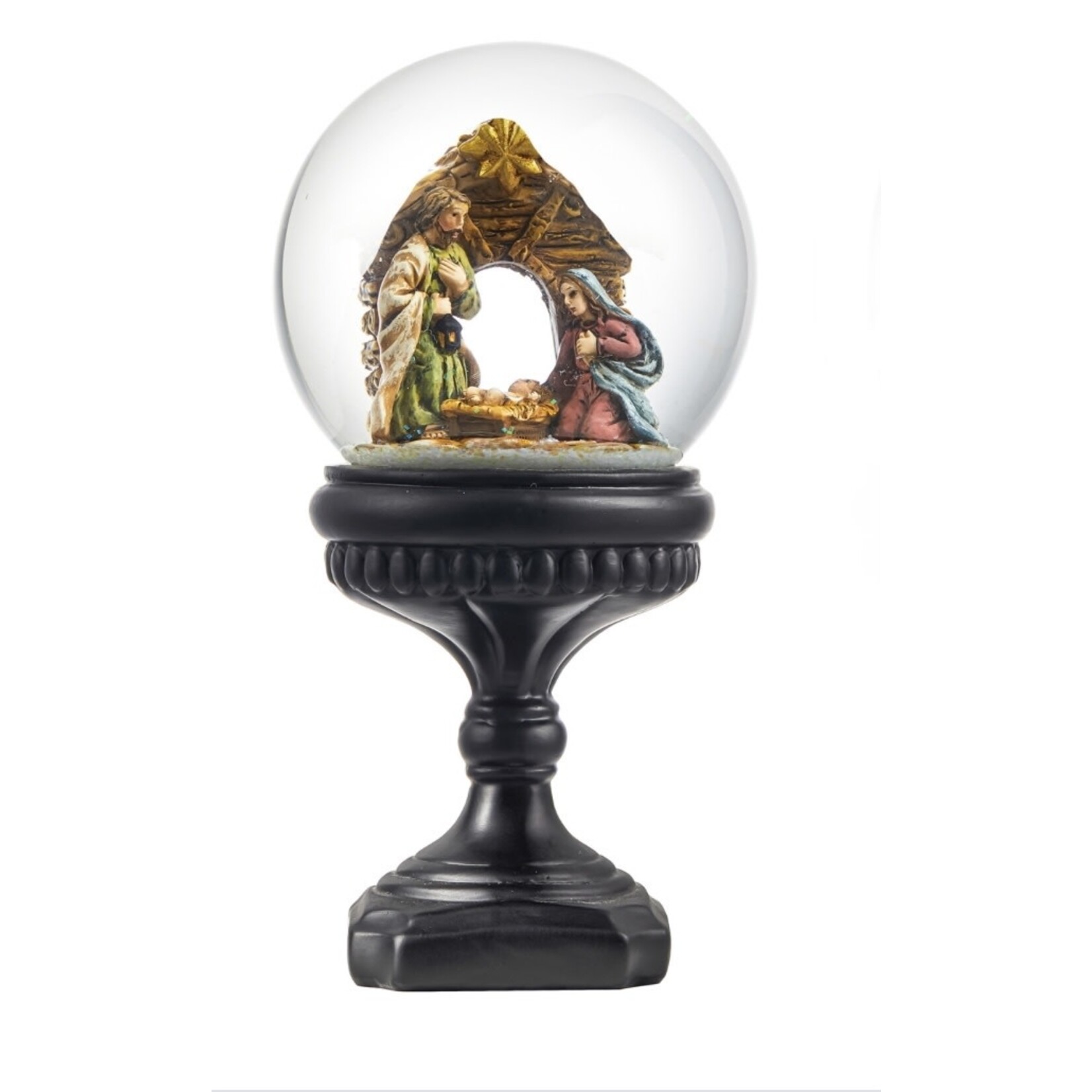 Evergreen Nativity Water Globe on Pedestal Style 1