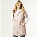 Coco + Carmen Coco & Carmen Karmen Short Sleeve Puffer Vest Zip Up Coat Dusty Pink