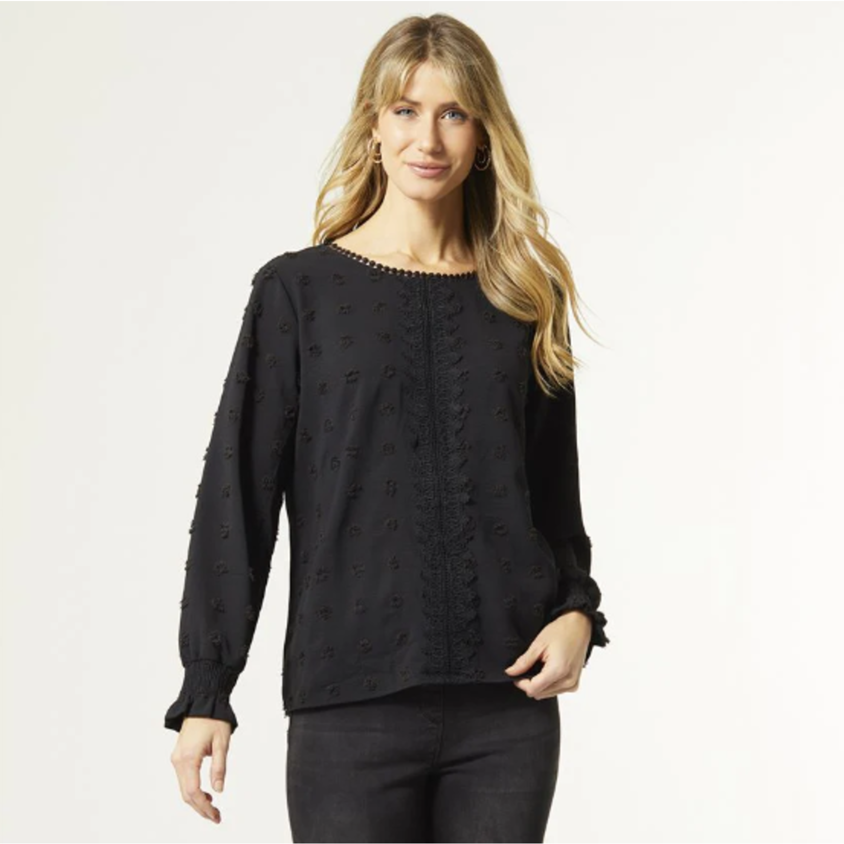 Coco + Carmen Coco & Carmen Samara Long Sleeve Swiss Dot Top Black