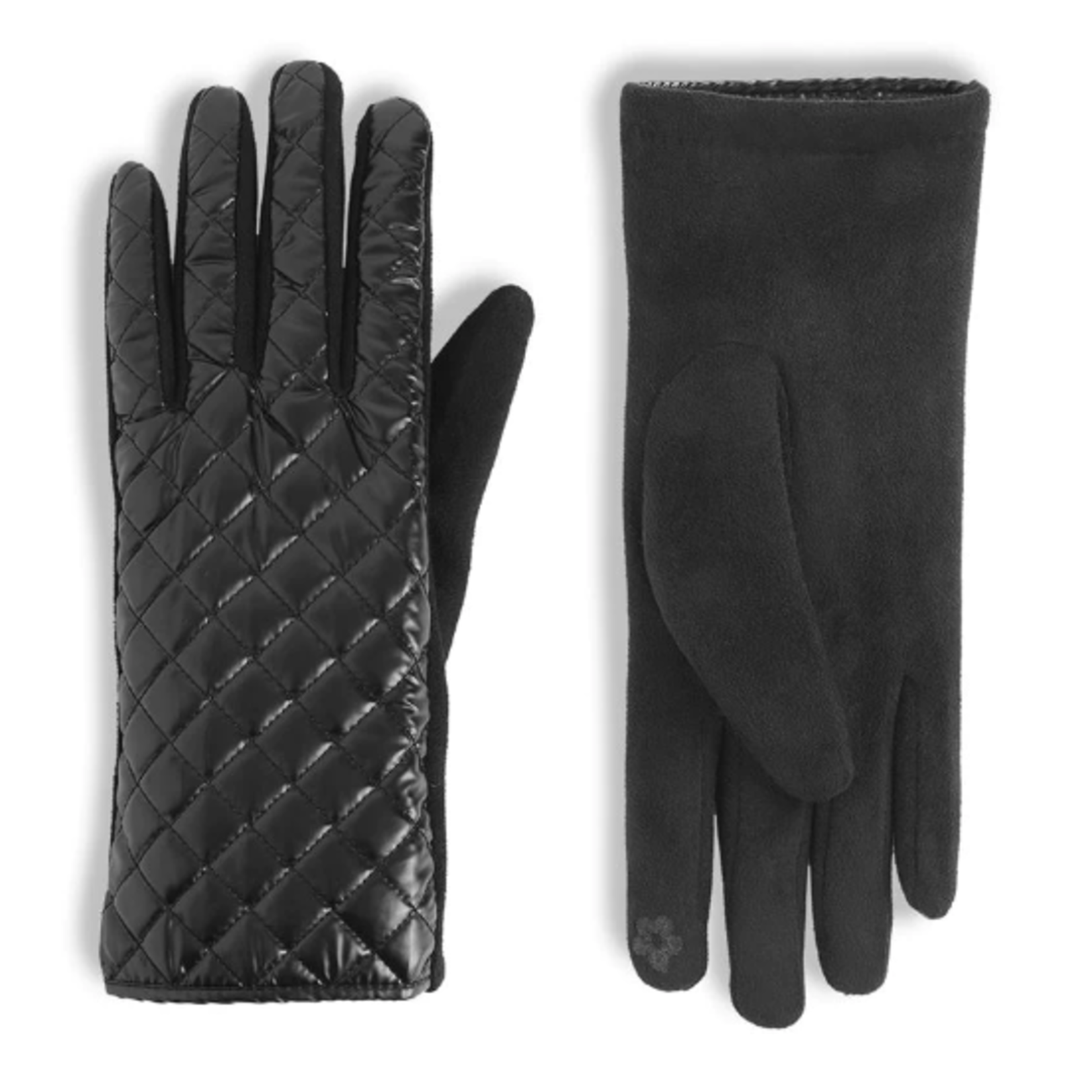 Coco + Carmen Coco & Carmen Quilted Metallic Puffer Touchscreen Gloves Black