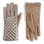 Coco + Carmen Coco & Carmen Quilted Metallic Puffer Touchscreen Gloves Champagne