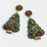 Coco + Carmen Coco & Carmen Christmas Tree Beaded Earrings Green