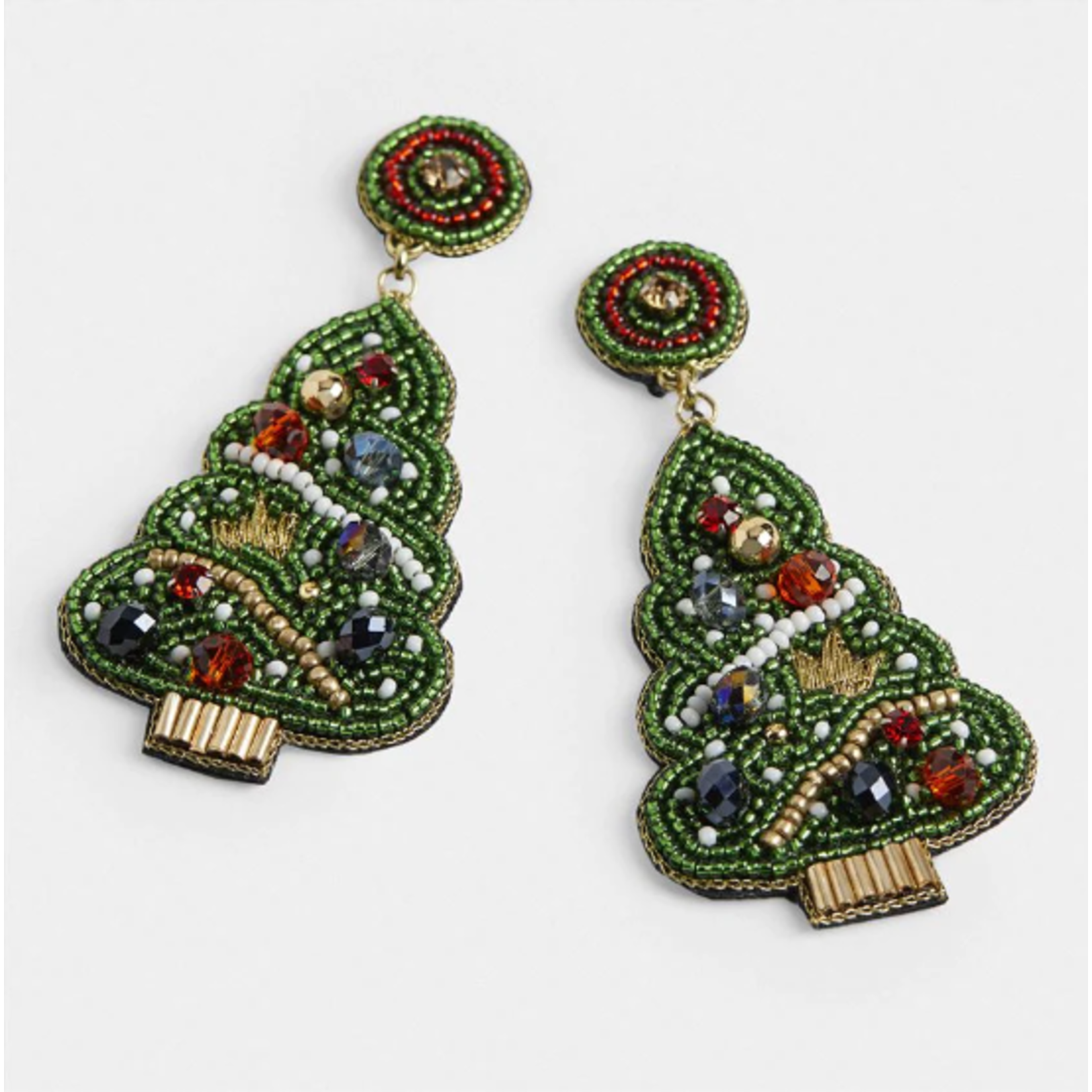 Coco + Carmen Coco & Carmen Christmas Tree Beaded Earrings Green
