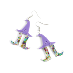 Whispers Whisper Halloween Acrylic Earrings Glitter Witches Silver WN004676