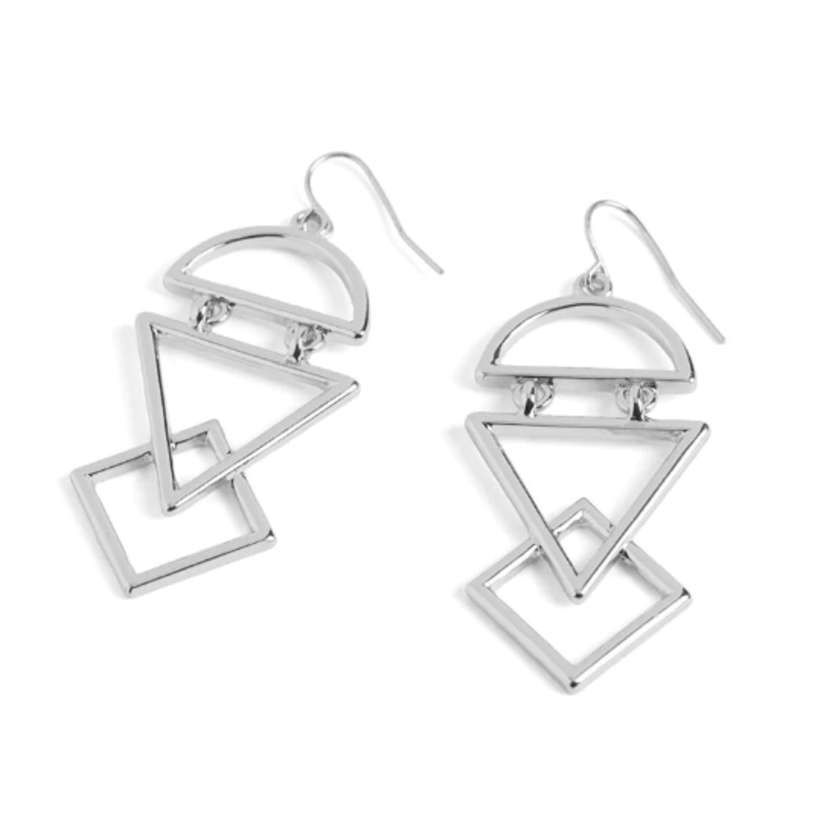 Whispers Whispers Layered Geometric Earrings Silver