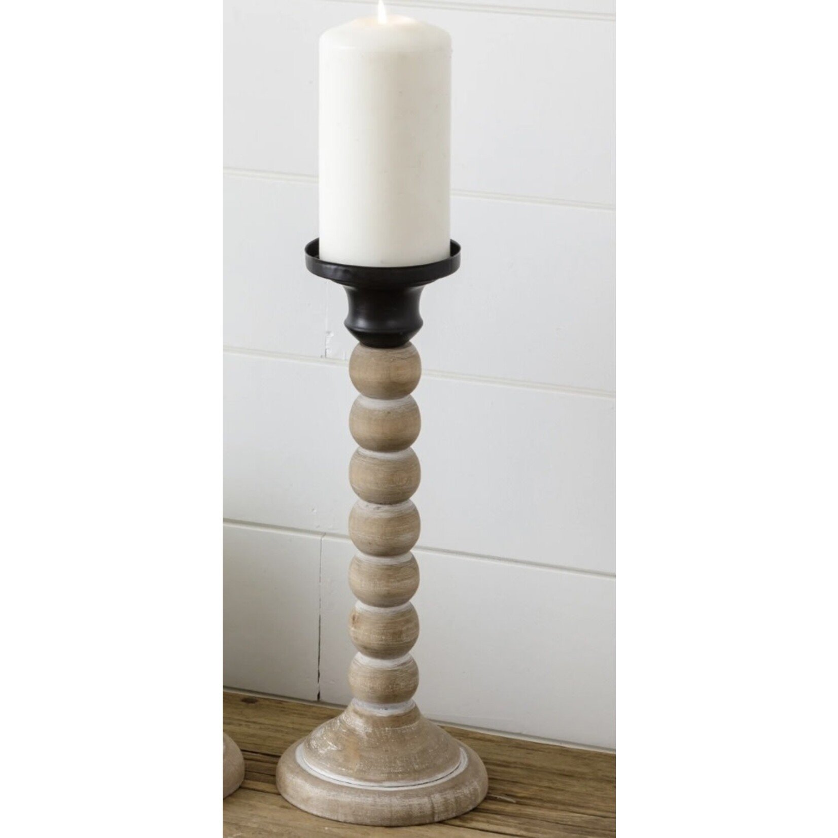 Audrey’s Wooden Beaded Candlestick Large