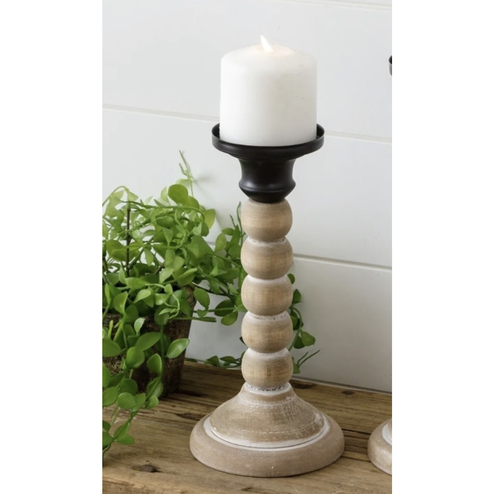 Audrey’s Wooden Beaded Candlestick Small