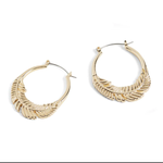 Whispers Whispers Feather Hoop Earrings Gold WN004648