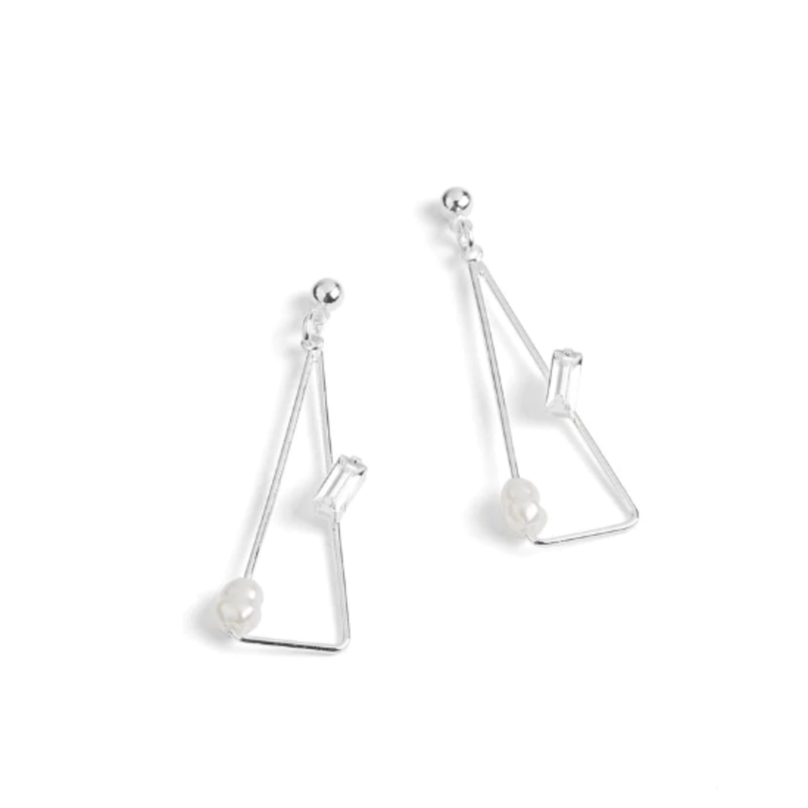 Whispers Whispers Triangle Floating Stone Earrings Silver WN004639