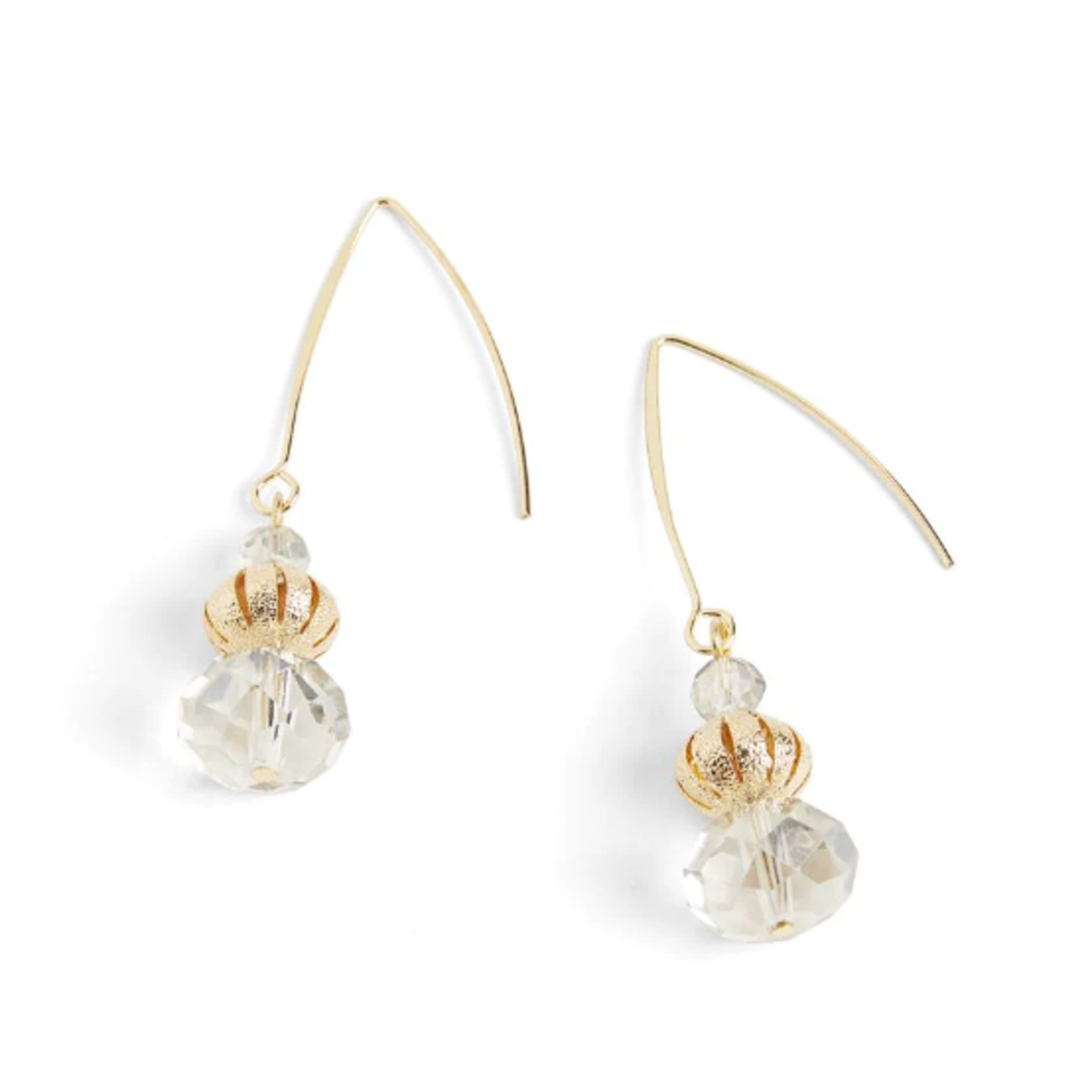Whispers Whispers Long Dangle Faceted Bead Earrings Gold WN004641