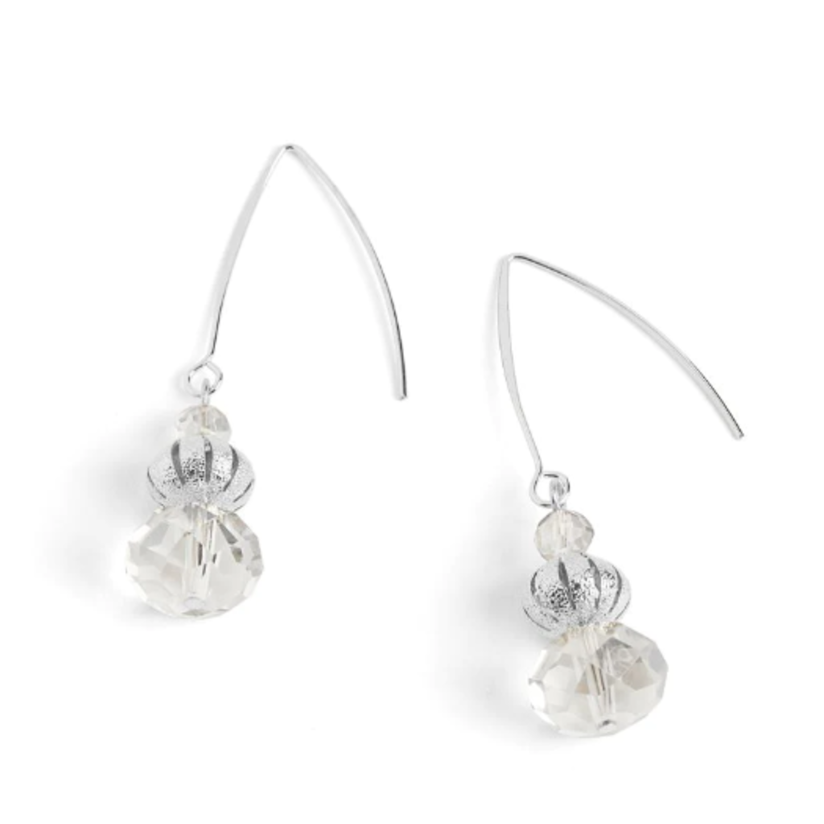 Whispers Whispers Long Dangle Faceted Brad Earrings Silver WN004642