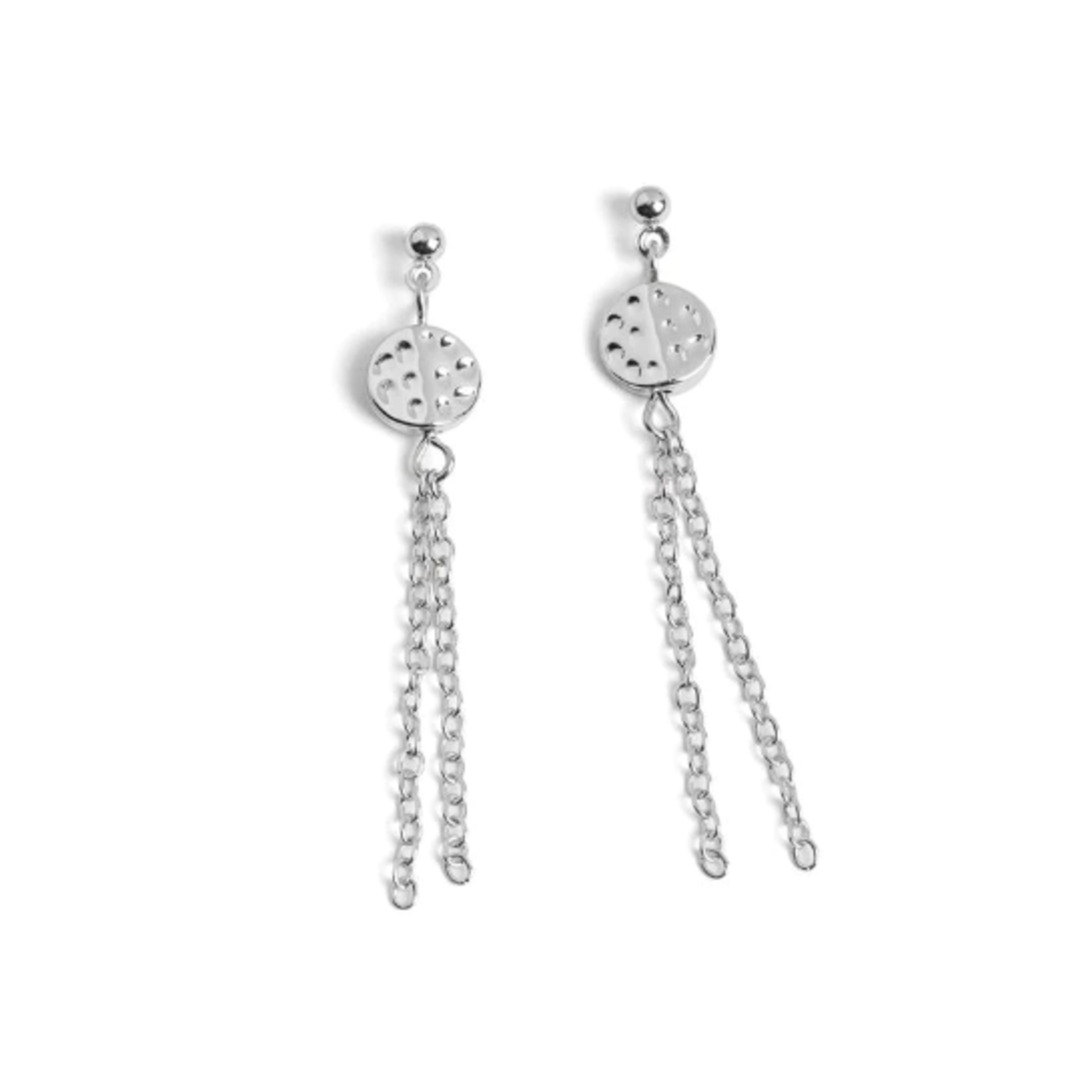 Whispers Whispers Dimple Disc Chain Dangle Earrings Silver WN004630