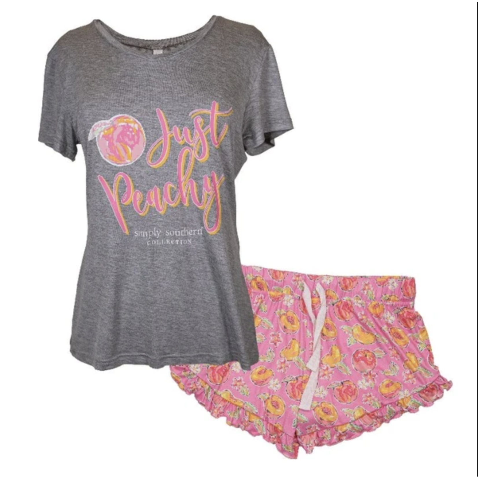 Simply Southern SS Just Peachy Loungewear Short Set Large
