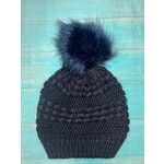 Mirabeau Mirabeau Chunky Cable Knit Hat with Pom Pom Black