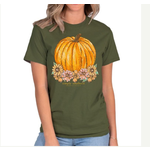 Simply Southern Simply Southern Flower Pumpkin Military Green T-Shirt