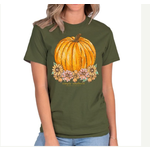 Simply Southern Simply Southern Short Sleeve T Shirt Flower Pumpkin Military Green