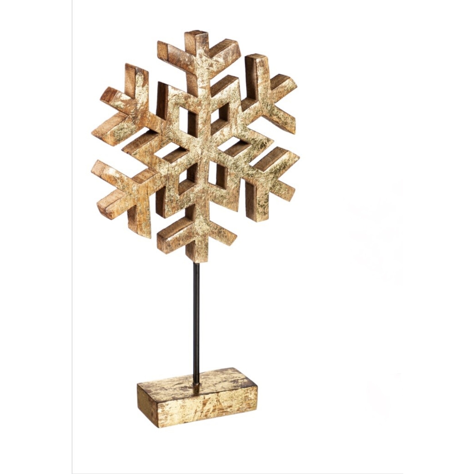 Evergreen Wood Gold Snowflake Table Decor Large