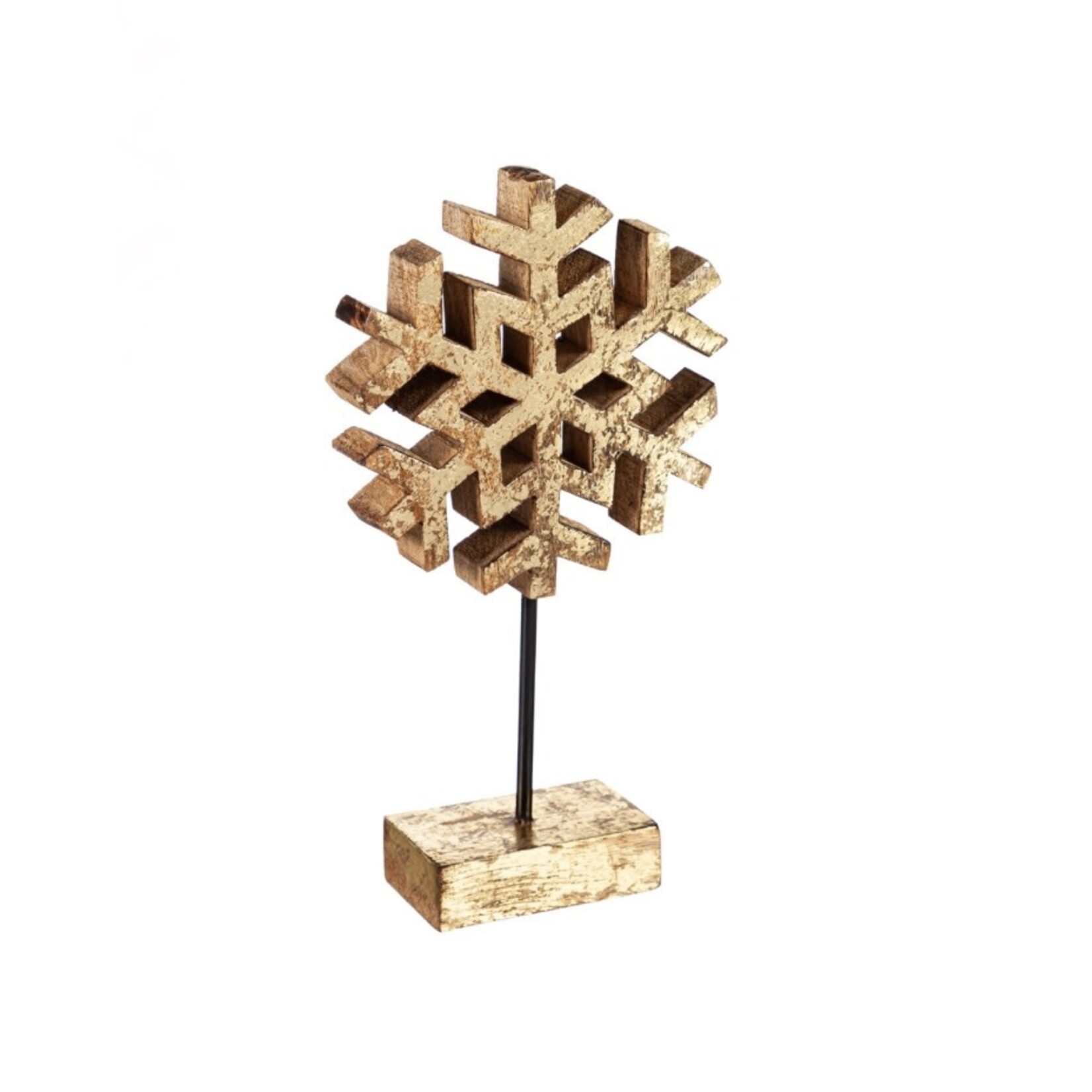 Evergreen Wood Gold Snowflake Table Top Decor Small
