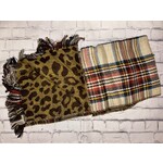 Simply Southern Simply Southern Double Sided Scarf Leopard/Brown Plaid