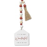 Gerson The Most Wonderful Time Wood Bead Garland