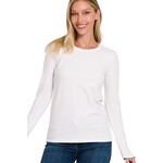 Zenana Zenana Crewneck Long Sleeve T-Shirt White