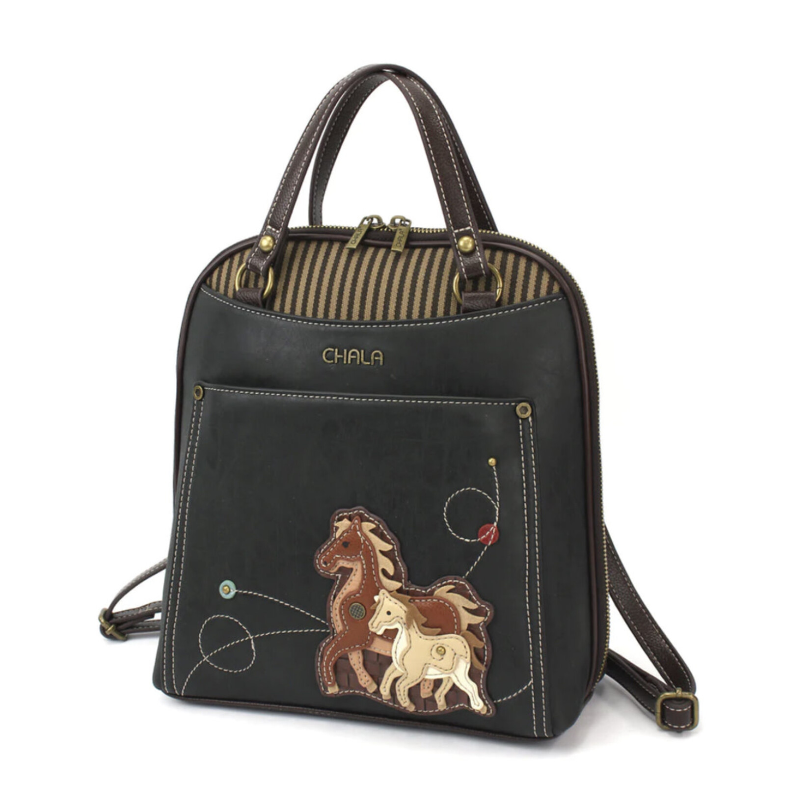 Chala Chala Convertible Backpack Horse Family Black 870