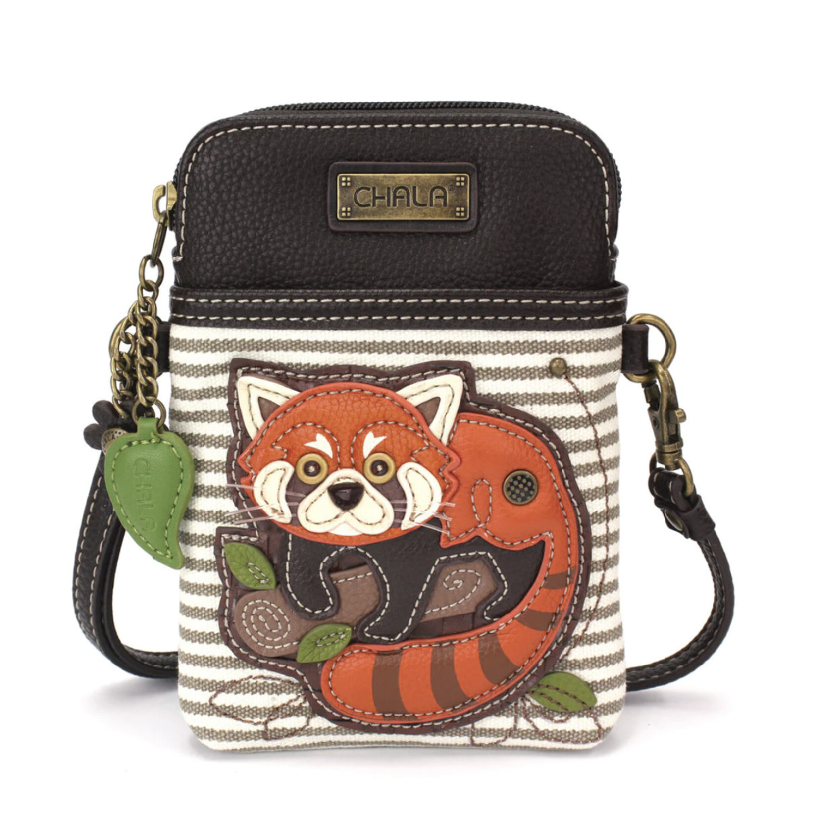 Chala Chala 827 Cellphone Crossbody Red Panda Gray Stripe