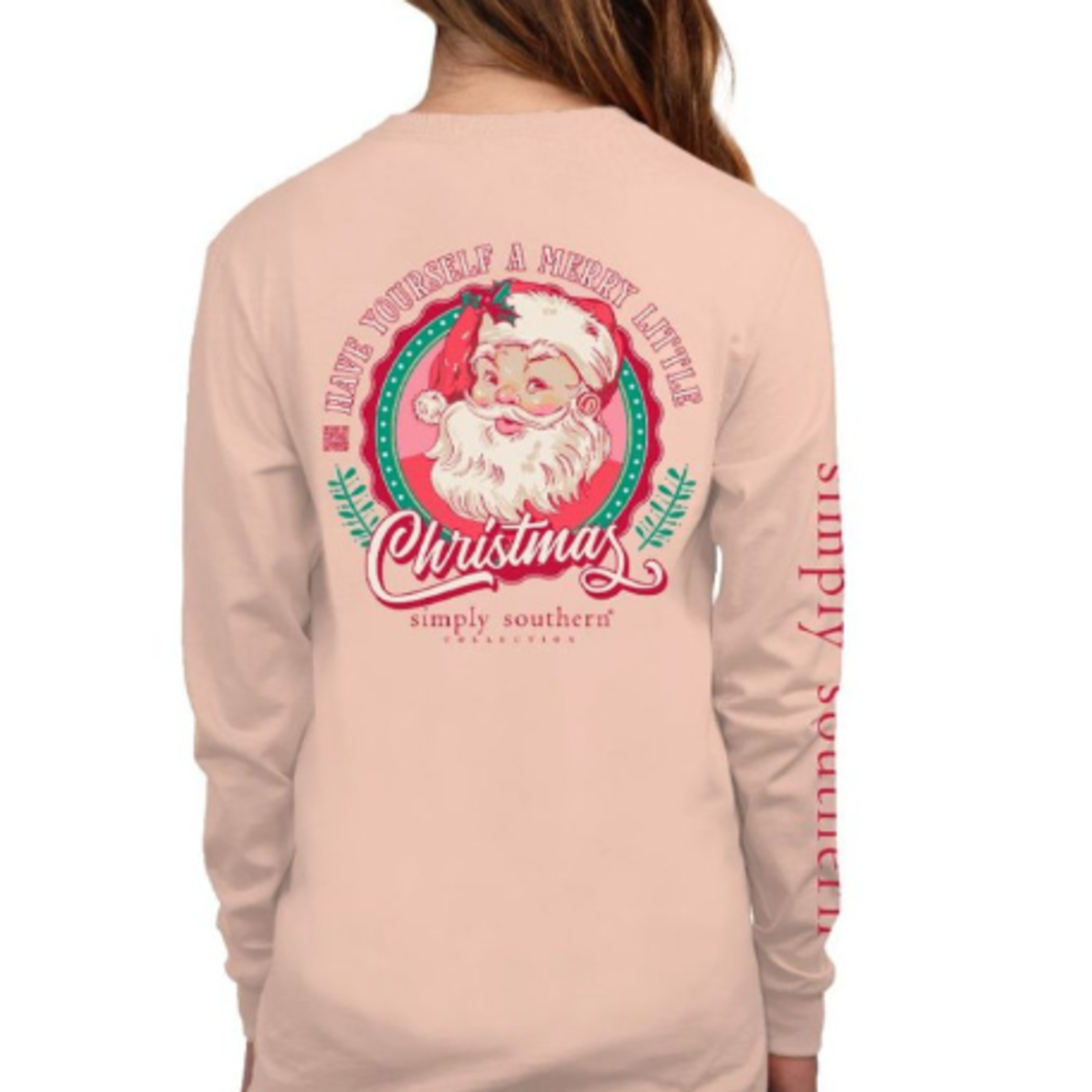 Simply Southern Simply Southern Long Sleeve Retro Santa Creme Small