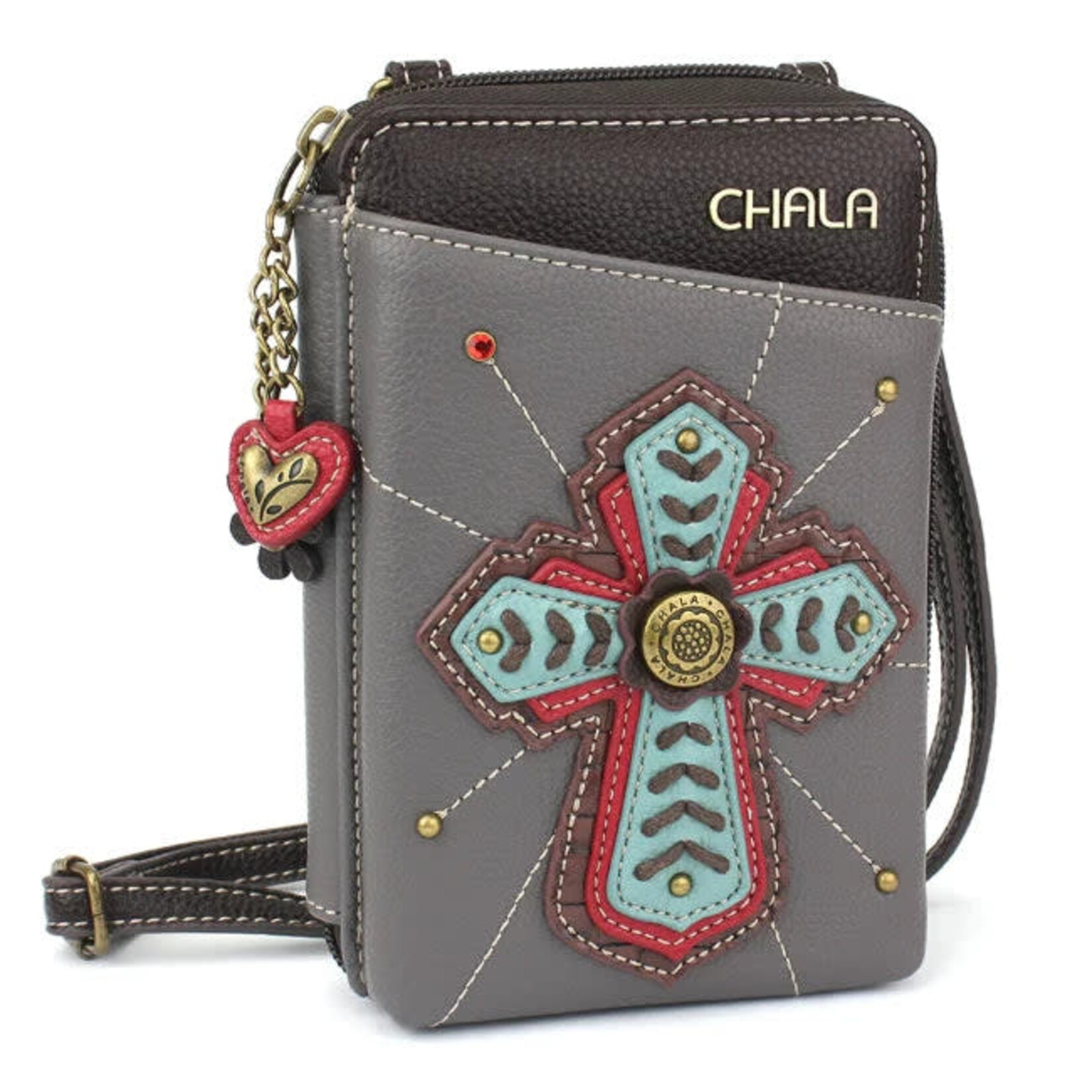 Chala Chala 850 Wallet Crossbody Chevron Cross Gray