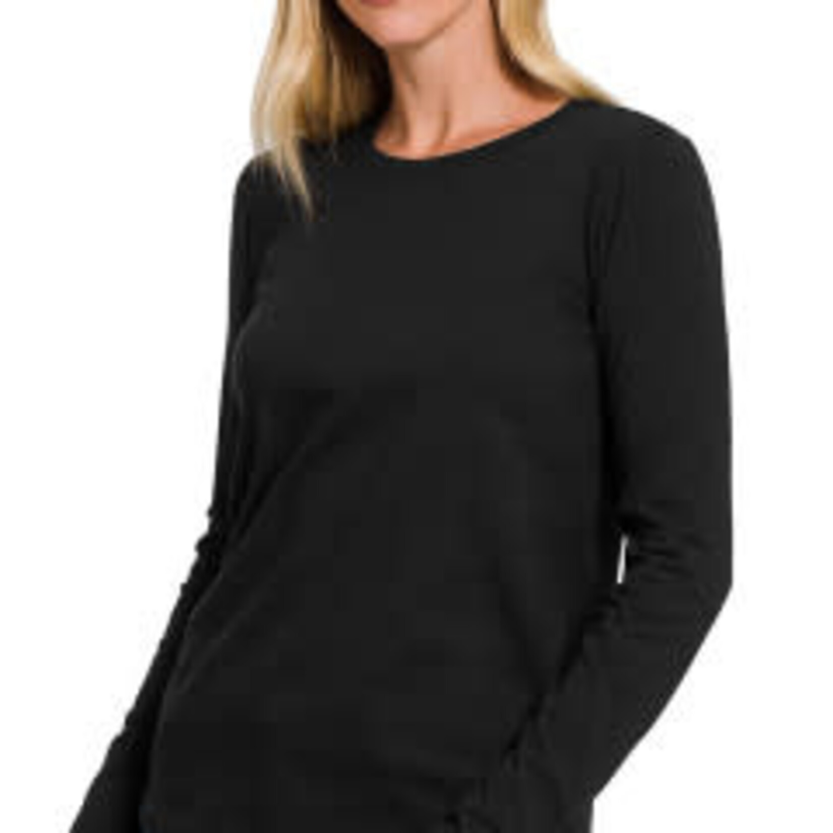 Zenana Zenana Crewneck Long Sleeve T-Shirt Black