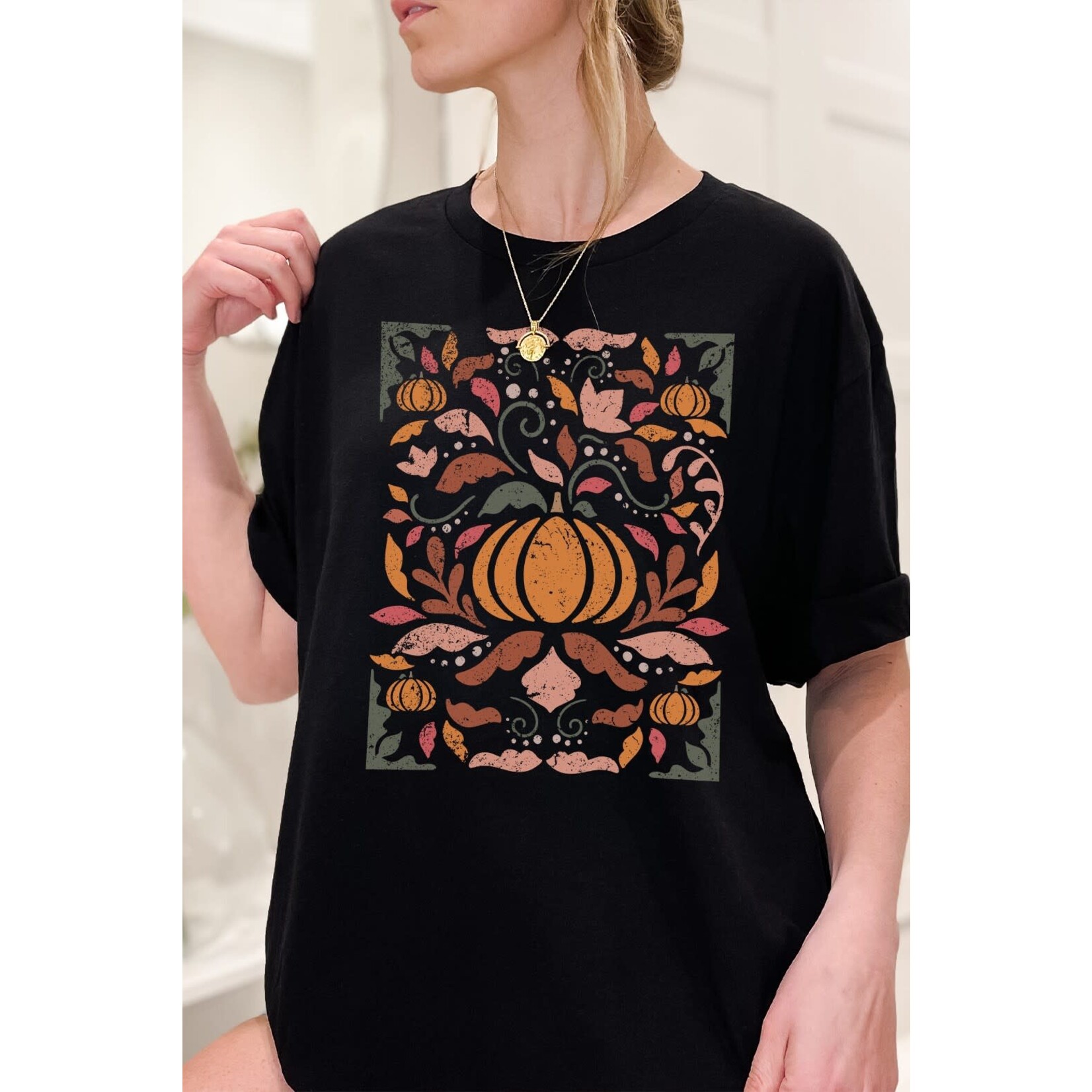 Kissed Apparel Kissed Apparel Fall Pumpkin Collage Oversized Graphic Tee