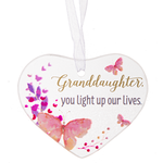Ganz Glass Heart Ornament Granddaughter