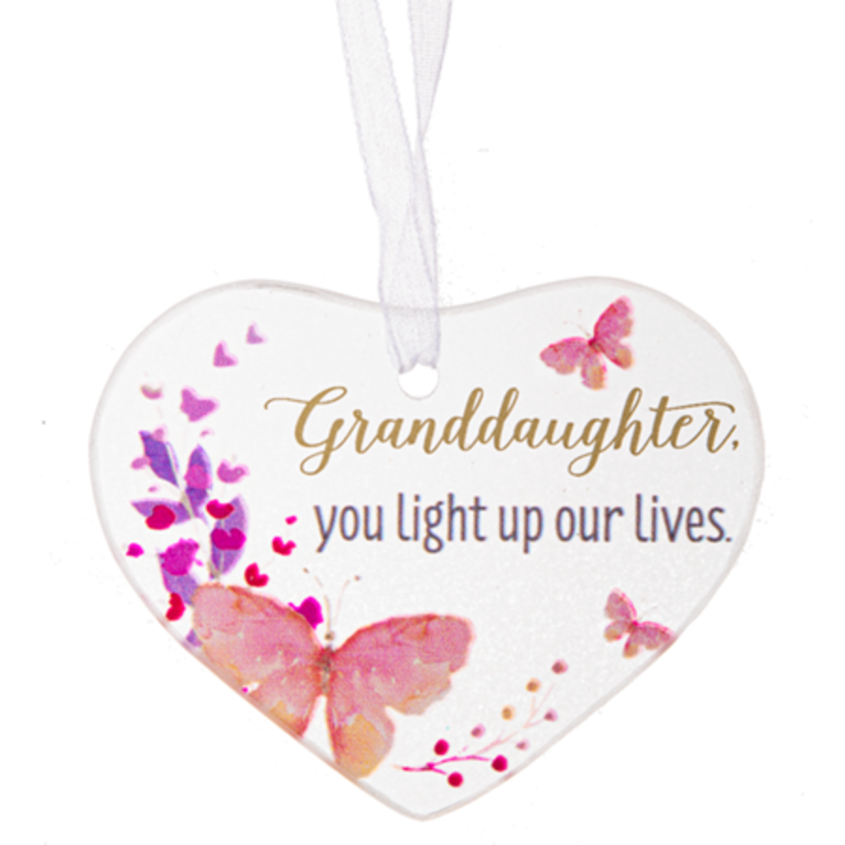 Ganz Glass Heart Ornament Granddaughter