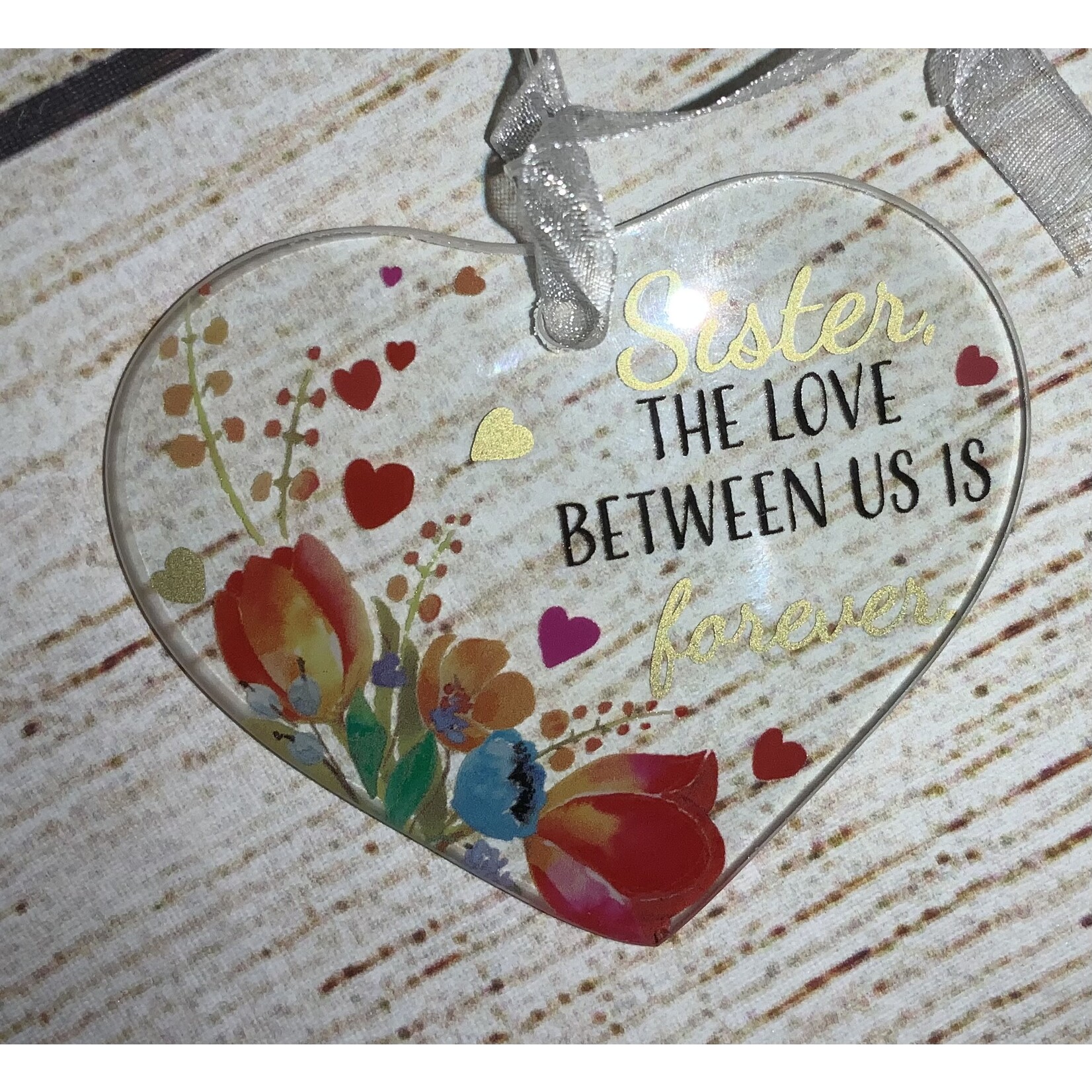 Ganz Glass Heart Sister Ornament