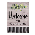 Evergreen Wood Grain Welcome Garden Burlap Flag