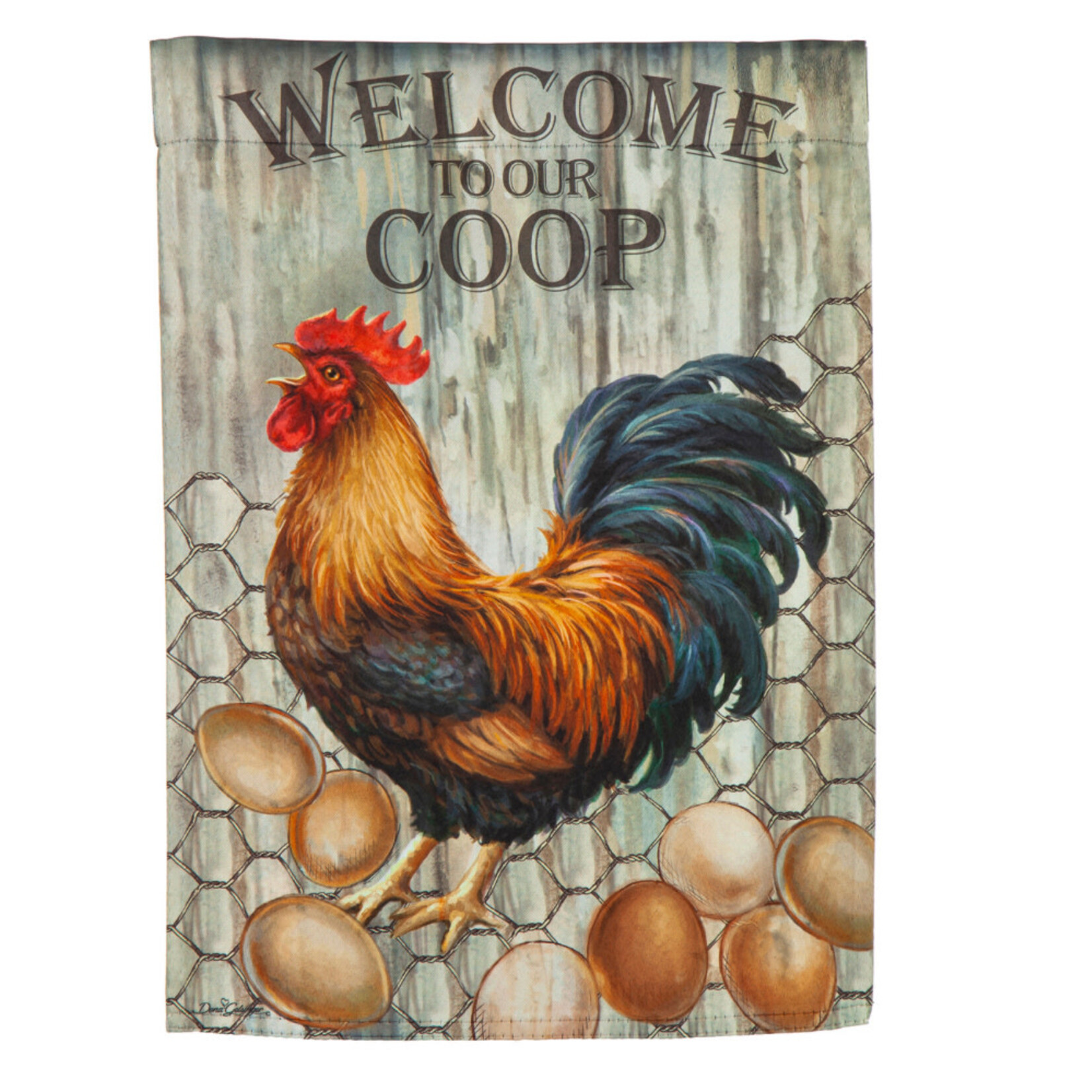 Evergreen Welcome to Our Coop Garden Suede Flag