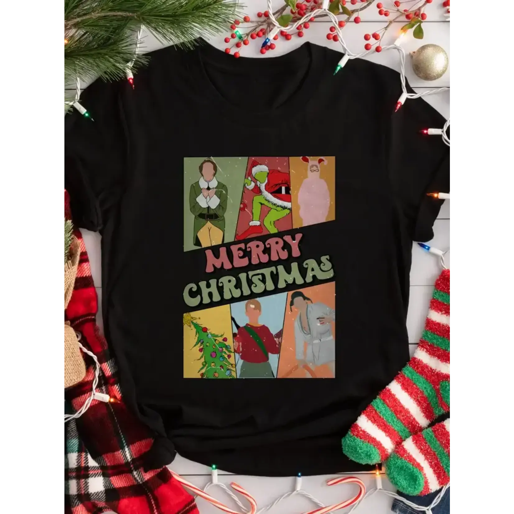 MidWest Tees MidWest Tees Merry Christmas Character T-Shirt Black