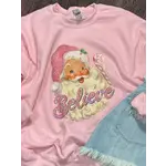 MidWest Tees MidWest Tees Pink Santa Believe Sparkle Crewneck