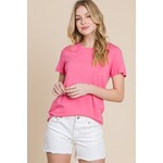 Culture Code Culture Code Crew Neck Short Sleeve Fitted Top Pink Lemonade