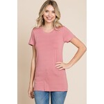 Culture Code Culture Code Crew Neck Short Sleeve Fitted Top Dusty Rose