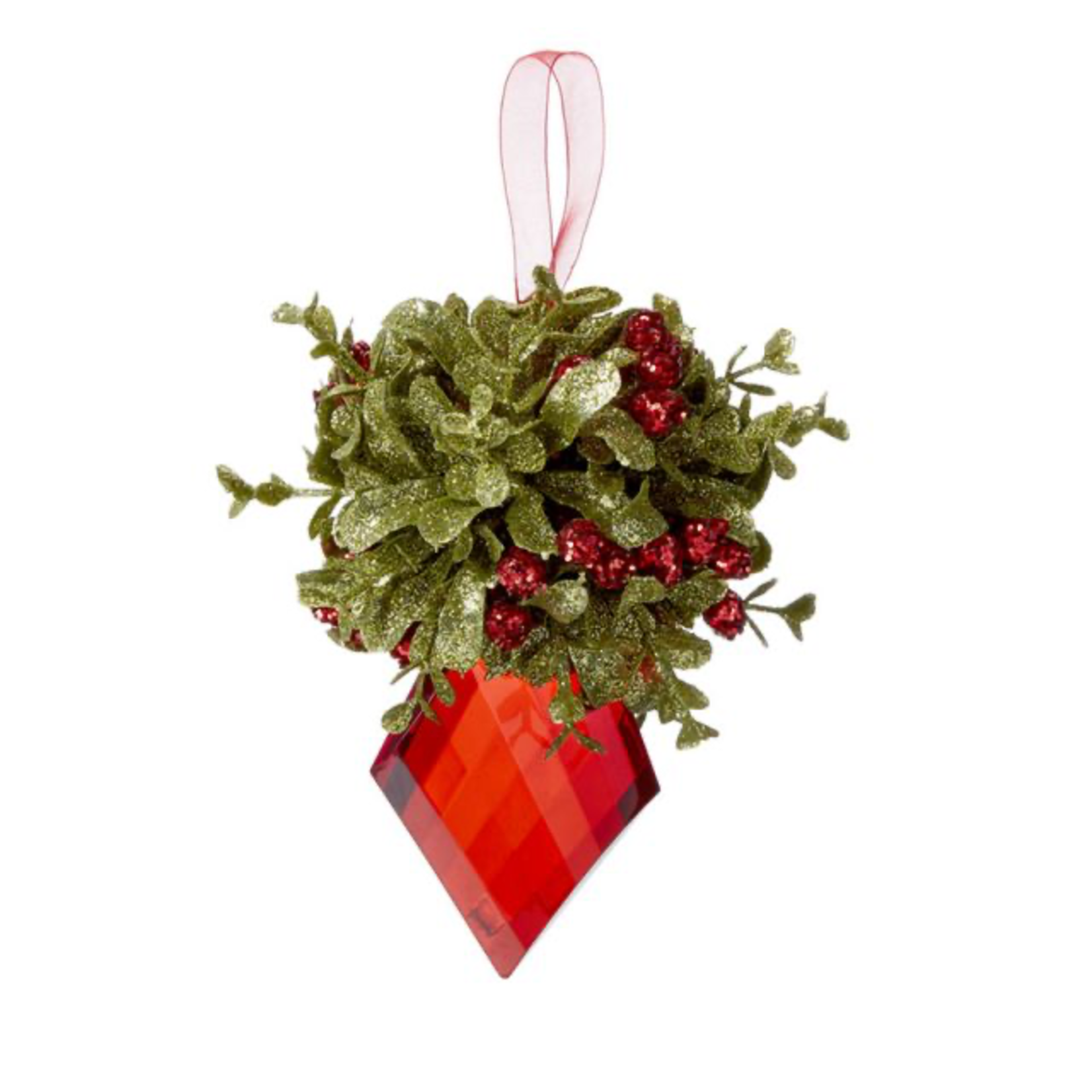 Ganz Kissing Krystal Red Jewel Mistletoe Ornament Marquis Style 3
